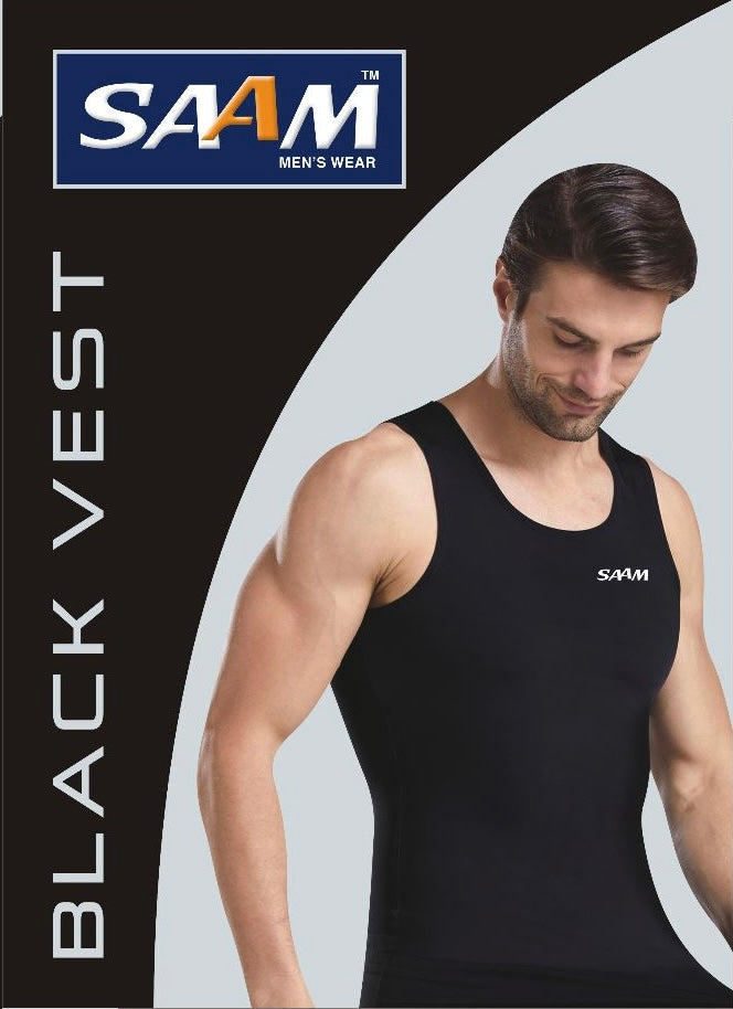 Saam Black Sleeveless Vest Pack Of 4